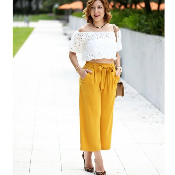 Definitions, Linen Paperbag Pants, Yellow, 14 - Picture 8 of 8